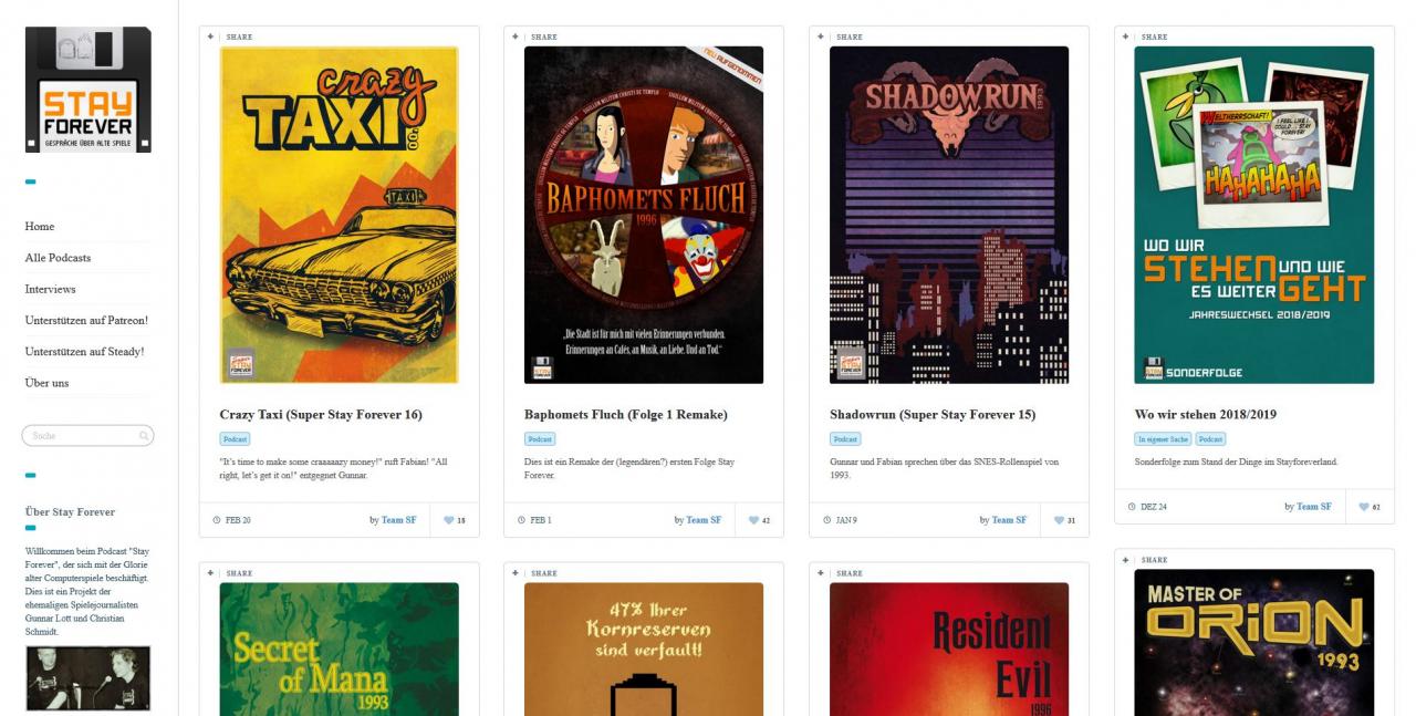 [01/03/2019] Stay Forever ist ein Podcast-Angebot von Gunnar Lott, Christian Schmidt und Fabian Käufer, die über ausgesuchte Spieleklassiker und -Serien plaudern.