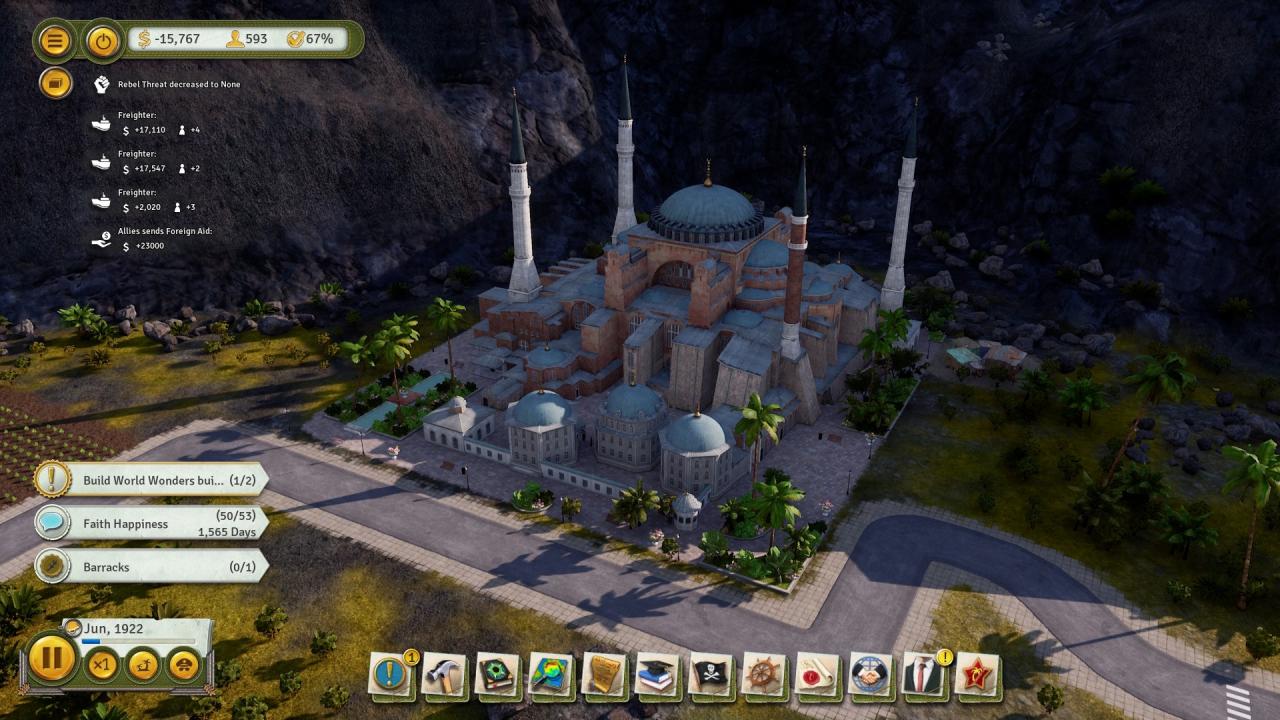 [29/03/2019] Jedes Weltwunder geht mit eigenen Boni einher. Die prächtige Hagia Sophia etwa verhindert, dass eure Tropicans an schlechter Gesundheitsversorgung sterben.