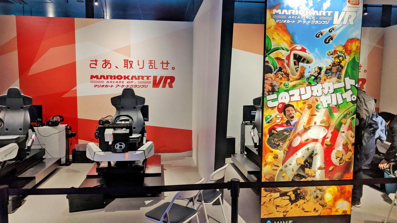 [09/04/2019] Wir kamen recht früh bei der Arcade Zone an, weswegen die Wartezeit auf Mario Kart VR gering war. Später musste man anderthalb Stunden und länger anstehen.