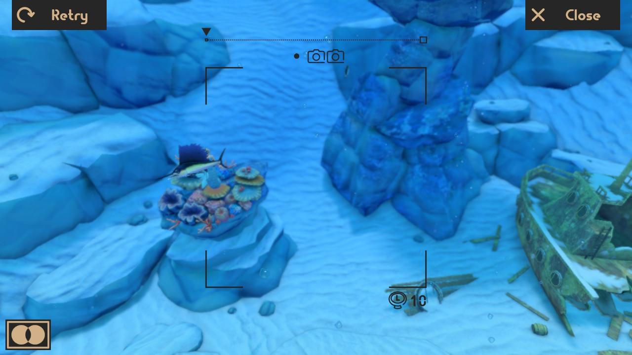 [11/04/2019] In einem der Kamera-Minispiele erforschen wir ein Unterwassergebiet und fotografieren bestimmte Objekte und Fische,