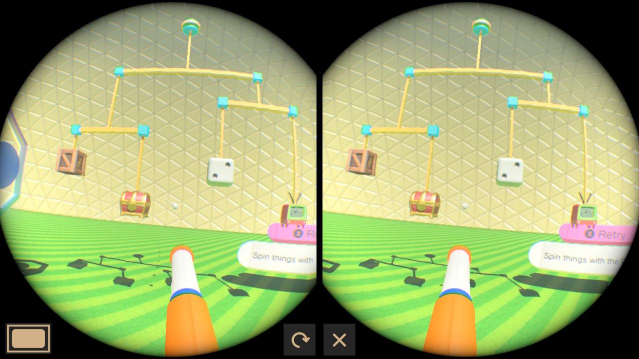 [11/04/2019] So sieht das Bild der Switch aus, wenn sie im VR-Dock steckt. Die Auflösung ist durch die Bildschirmteilung entsprechend gering.