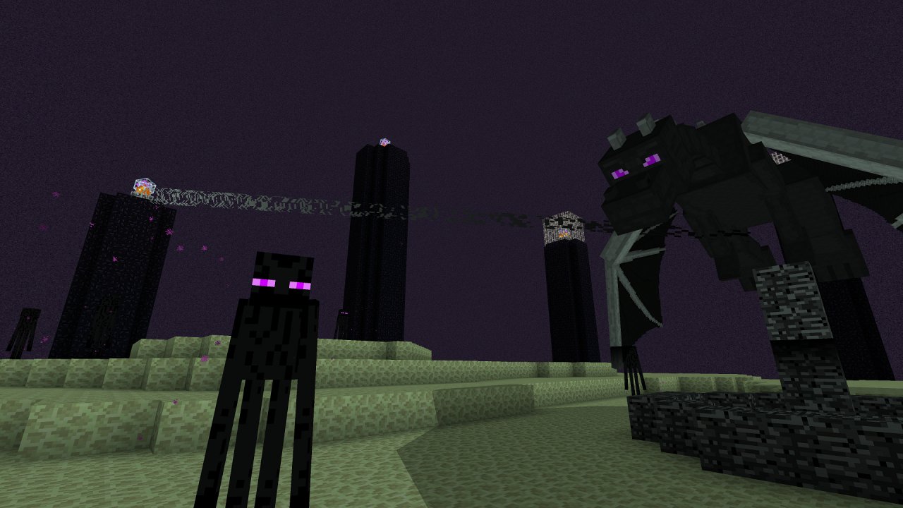[24/05/2019] In Minecraft gibt es drei Dimensionen: Oberwelt, Nether und das Ende. Die schlaksigen Endermen bewohnen das Ende. Sie können sich teleportieren und greifen nur an, wenn sie selbst attackiert werden.