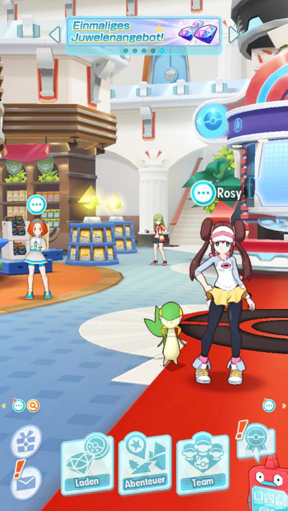 [06/09/2019] Unsere Hauptbasis im Spiel befindet sich, wie zu erwarten, in einem Pokémon-Center. Hier können wir unser Team bearbeiten, neue Gefährten ersteigern und vieles mehr.