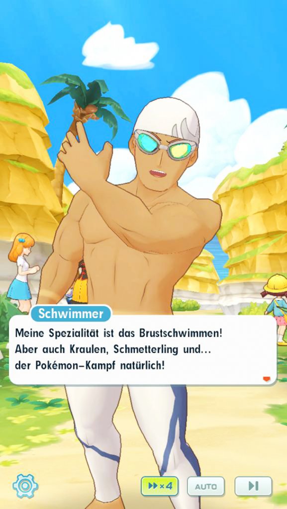 [06/09/2019] Auch bezüglich der typischen Trainer-Stereotype erinnert Pokémon Masters an die Originalteile und lässt uns zum Beispiel Duelle gegen Schwimmer oder Schüler bestreiten.