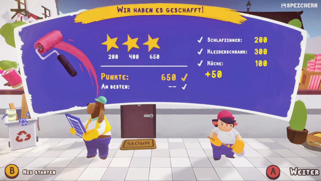 [03/01/2020] Am Ende des Levels wartet eine Sternewertung auf euch. Die zeigt auf, wie schnell ihr wart, und natürlich auch, ob ihr alle Arbeiten abgeschlossen habt.