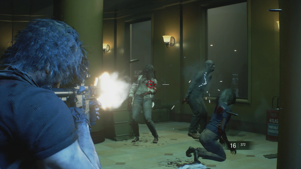 [30/03/2020] Resident Evil 3 setzt meist eher auf Terror statt Horror. Carlos muss auch mal eine ganze Zombiehorde abwehren.