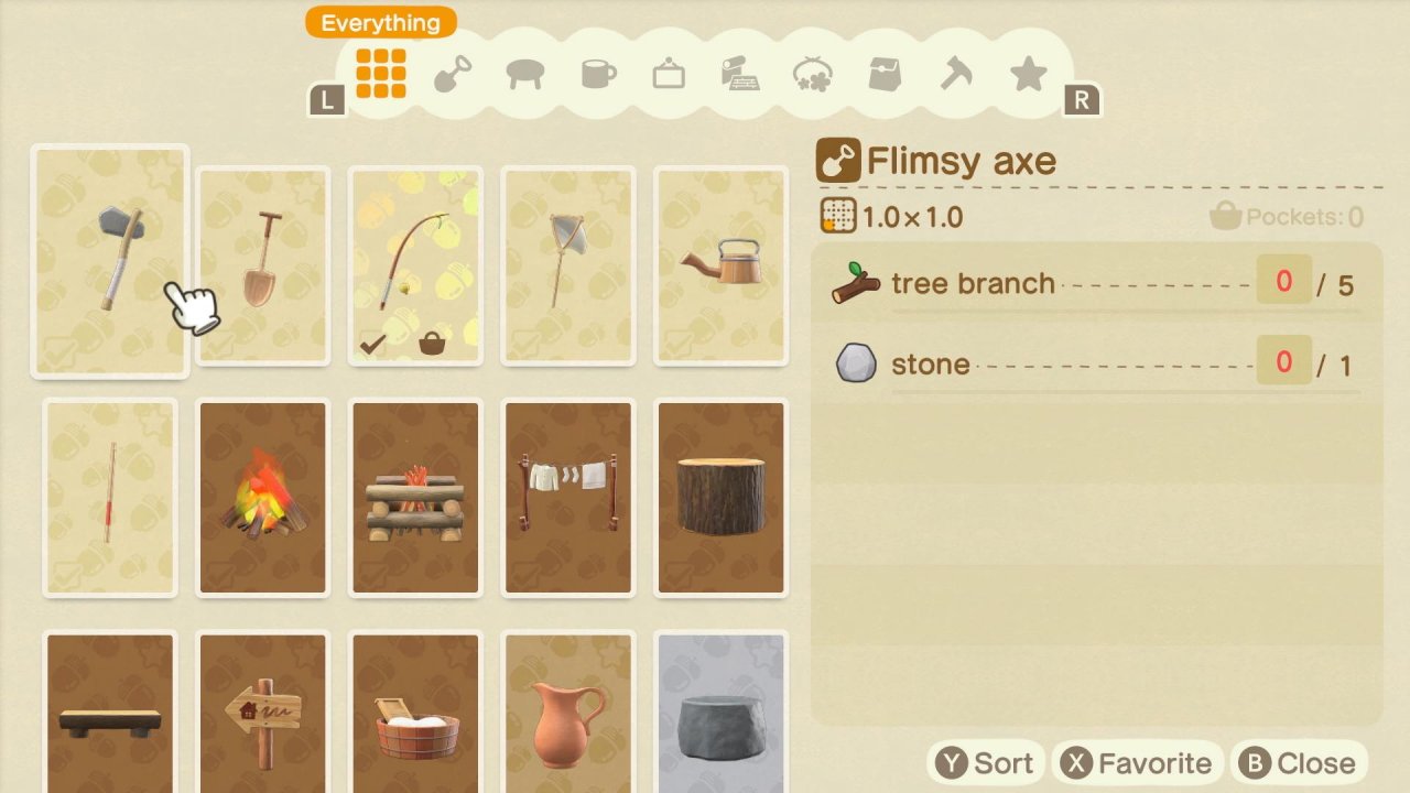 Gebastelt werden in Animal Crossing: New Horizons Möbel und Werkzeuge.