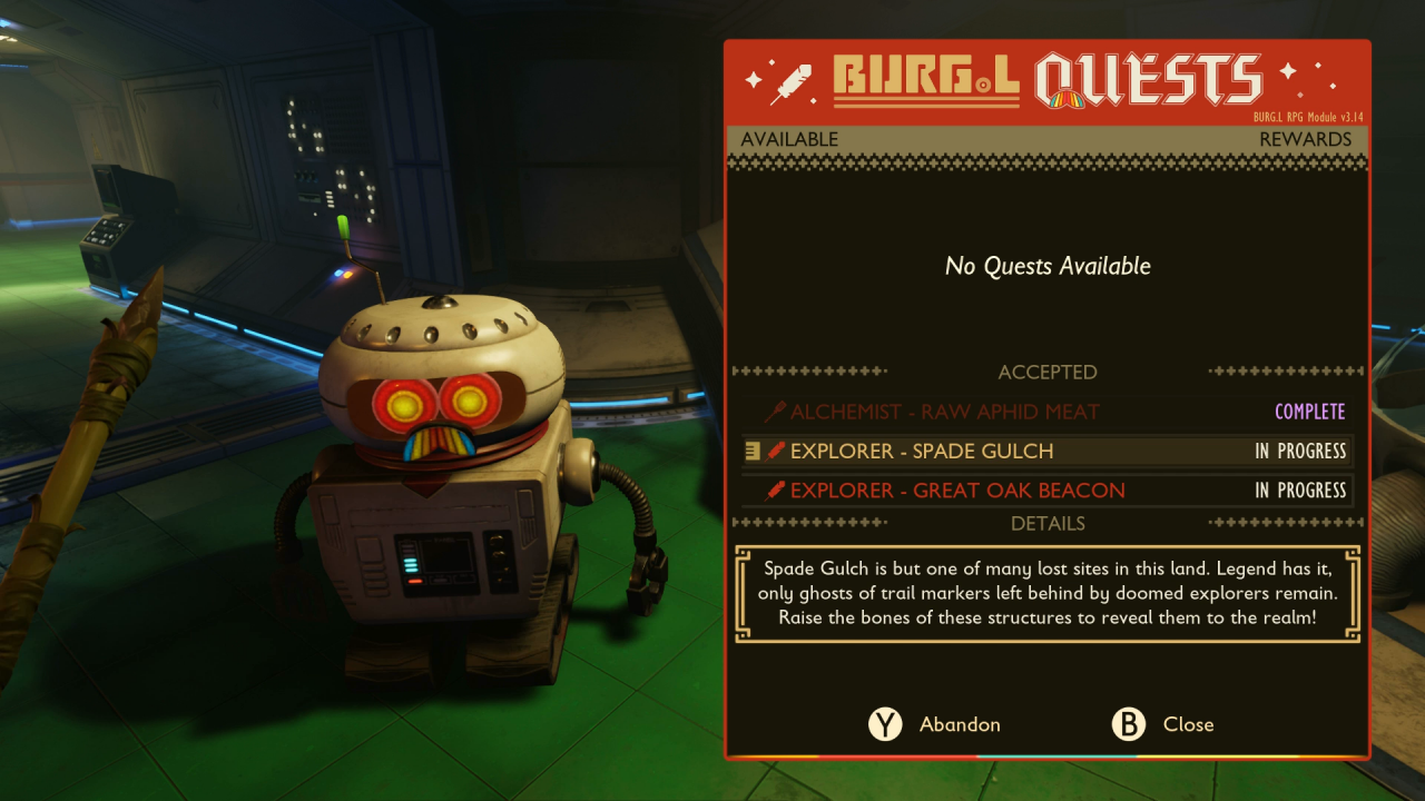 [31/07/2020] Der Aushilfsroboter BURG.L versorgt uns täglich mit drei neuen Quests. Zudem kann man mit der Währung 