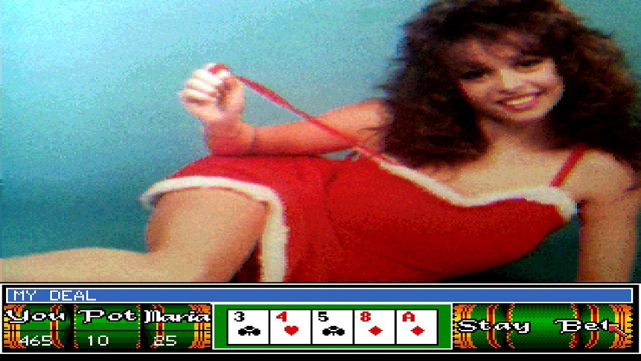 [16/07/2020] Maria's X-mas Box (1989): Die Kollegin von Samantha Fox, Maria Whittaker, war nicht nur Darstellerin für dieses Spiel. Sie schmückte u.a. auch das Cover von Barbarian. (Bild: Amiga)