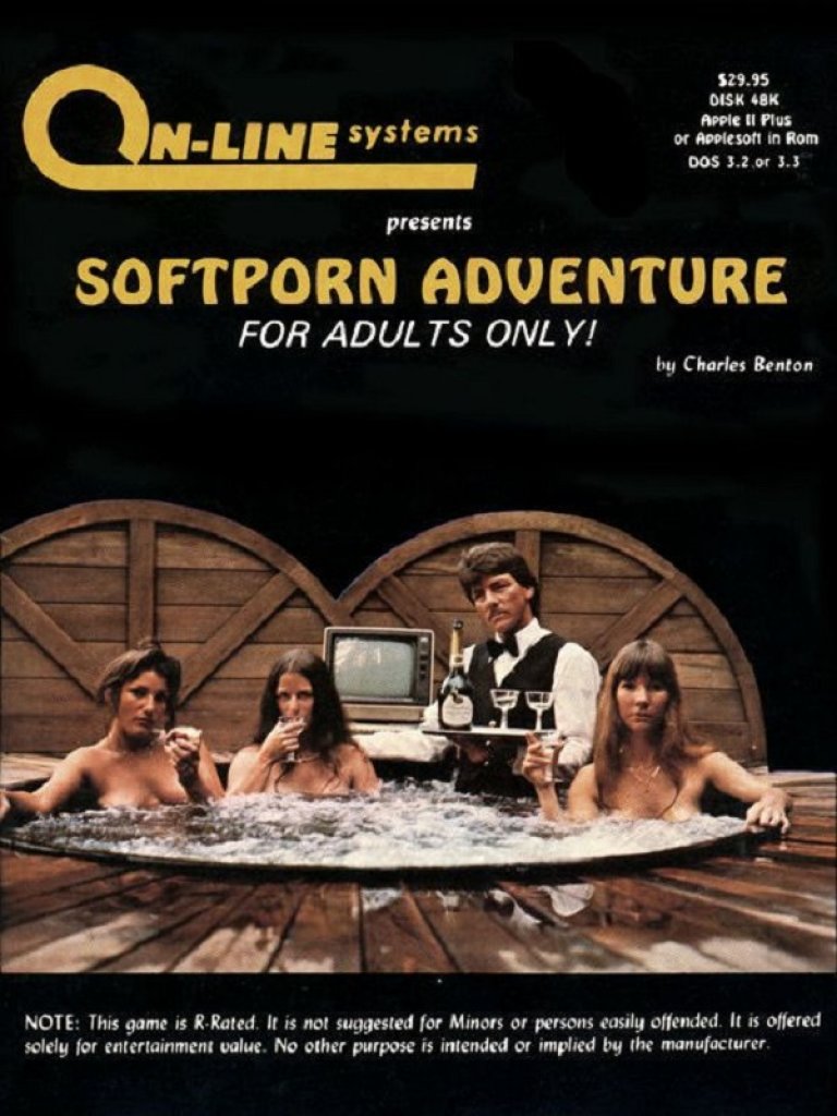 [16/07/2020] Roberta Williams schuf als Sierra-Chefin u.a. die King's-Quest-Reihe. Vorher posierte sie tatsächlich (rechts) fürs Cover des Leisure-Suit-Larry-Vorläufers Softporn Adventure (1981).