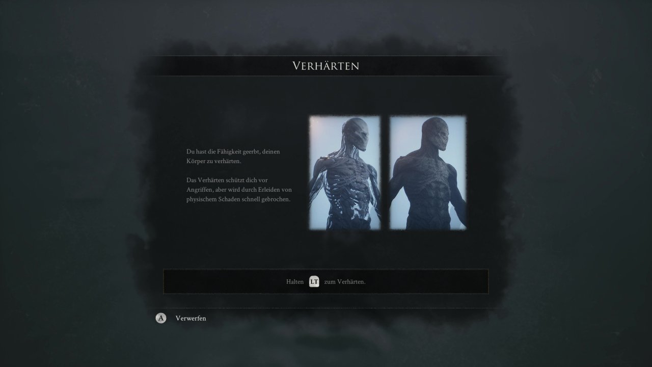 [24/08/2020] Das Verhärten - ähnlich wie mit Havels Rüstung in Dark Souls - ersetzt Schilde im Abenteuer.