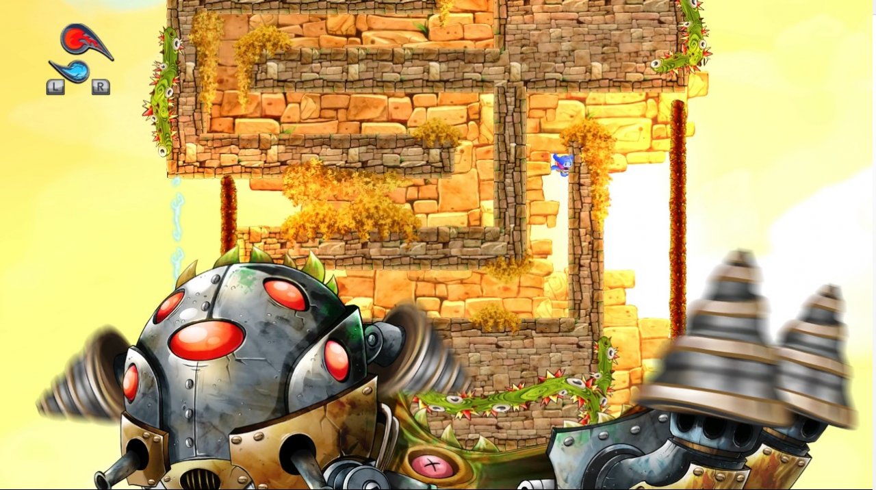 [09/10/2020] Der mit Abstand unfairste Kampf im Spiel: Full Metal Jack befindet sich im Vordergrund, wodurch wir unserem Gedächtnis vertrauen müssen, wo Hindernisse sind.