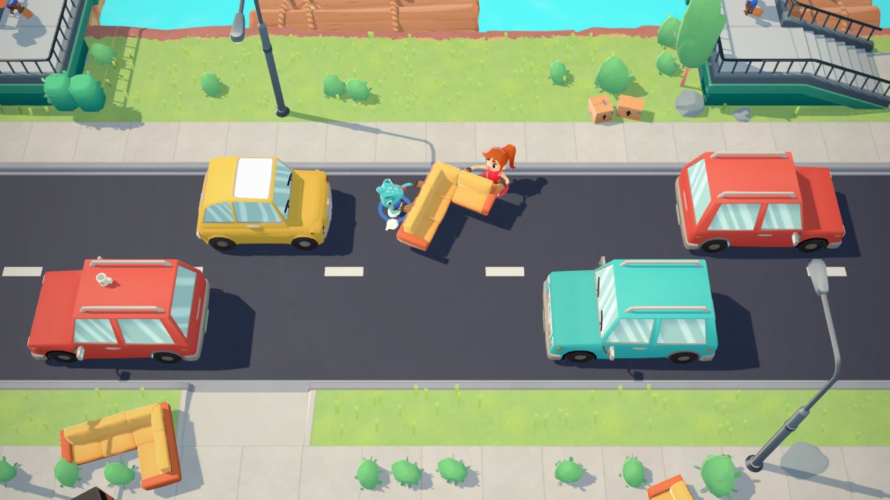 [02/10/2020] Wie trägt man ein Sofa unversehrt über eine befahrene Schnellstraße? Nur eine von vielen skurrilen Situation, mit denen Koop-Spieler in Moving Out konfrontiert werden. &nbsp;
