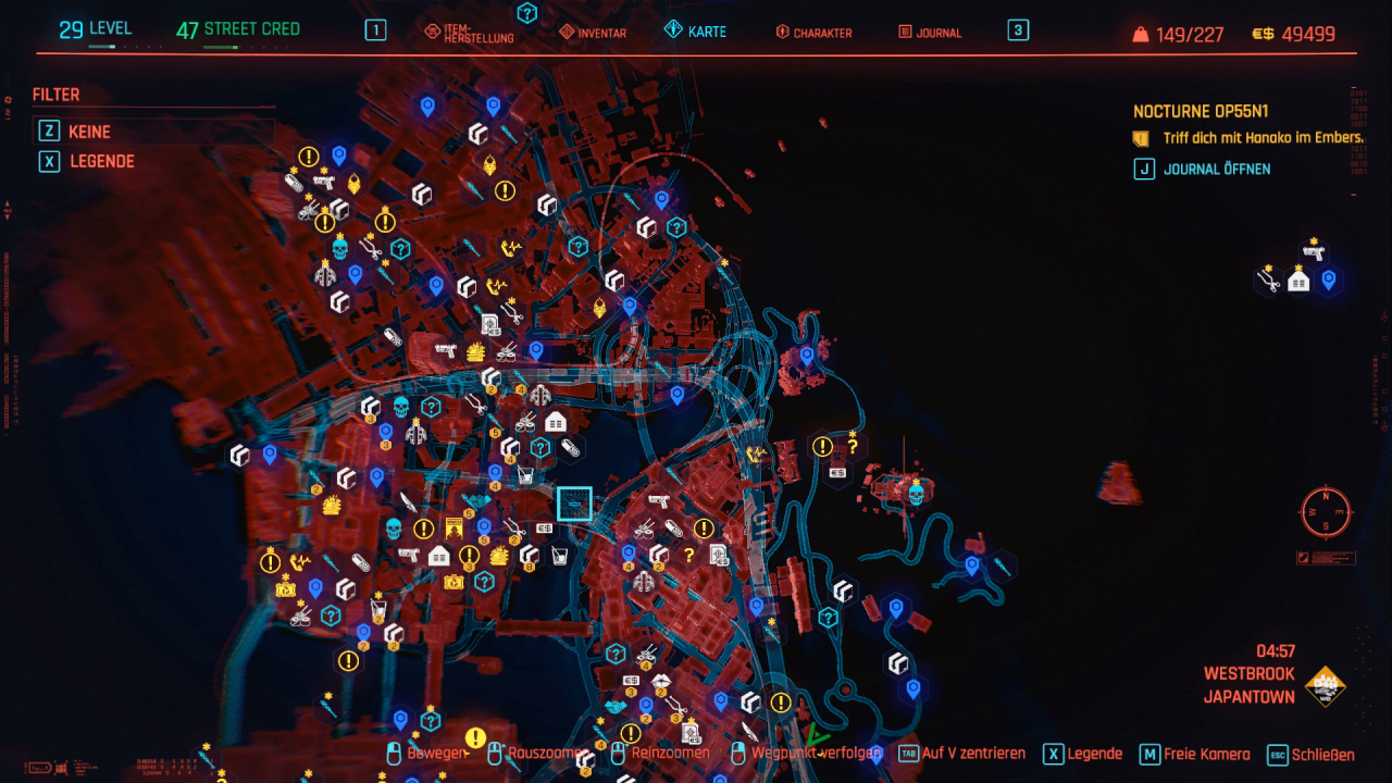 [07/12/2020] Die Map von Night City ist vollgepackt mit Gigs und NCPD-Aufgaben. Zoomt hier ran, um auch Händler in der Nähe aufzudecken.