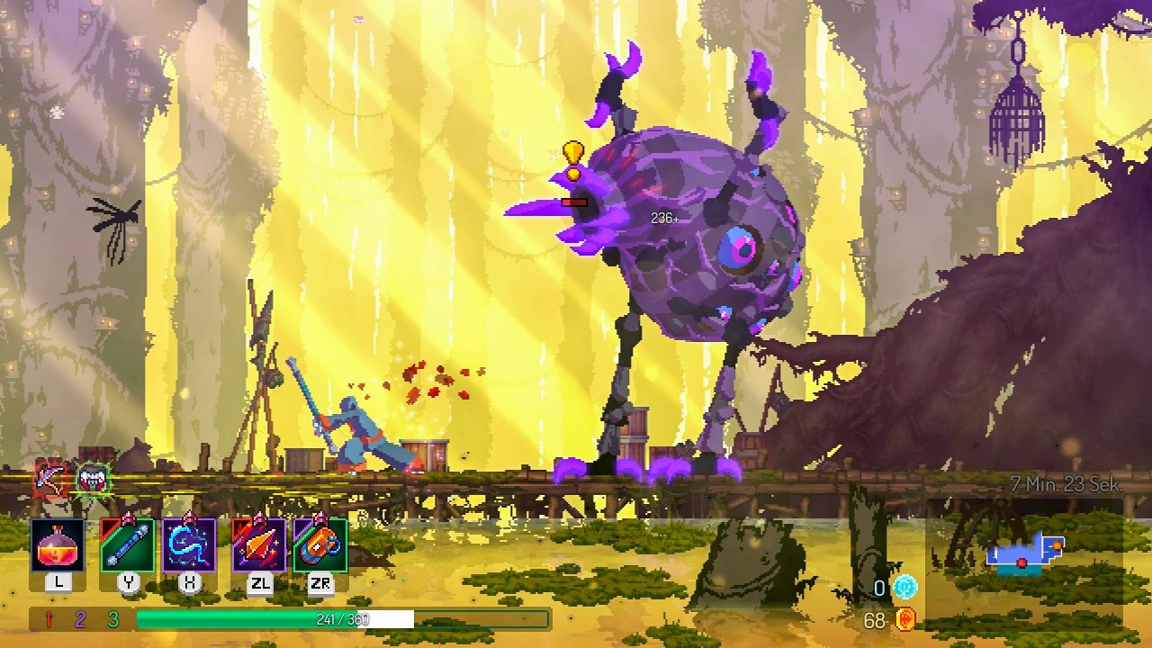 Ein Kampf aus einem der DLCs von Dead Cells