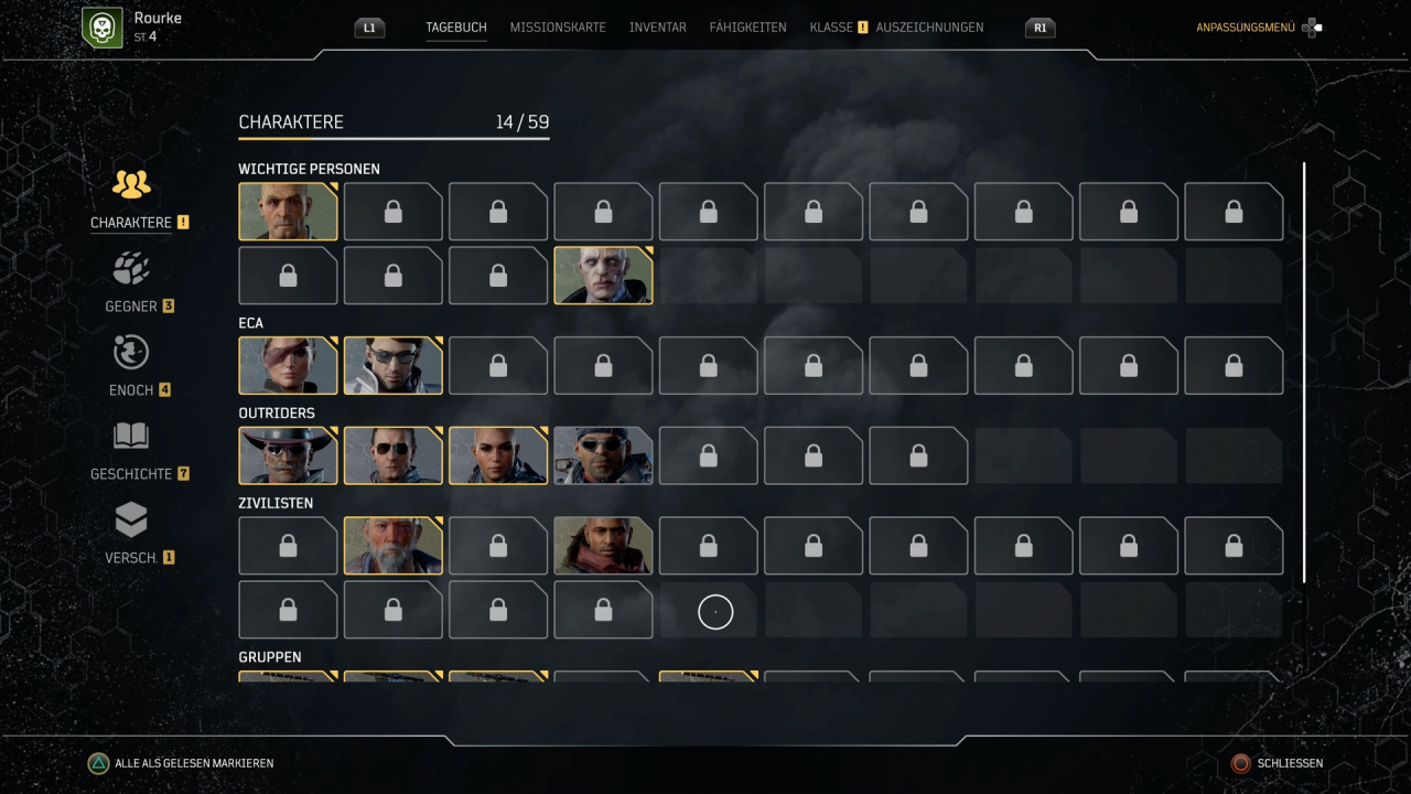 [03/03/2021] Das Tagebuch ist quasi das Ingame-Lexikon von Outriders. Hier könnt ihr nochmal alle möglichen Informationen zu Charakteren, Gegnern oder Spielwelt nachlesen.