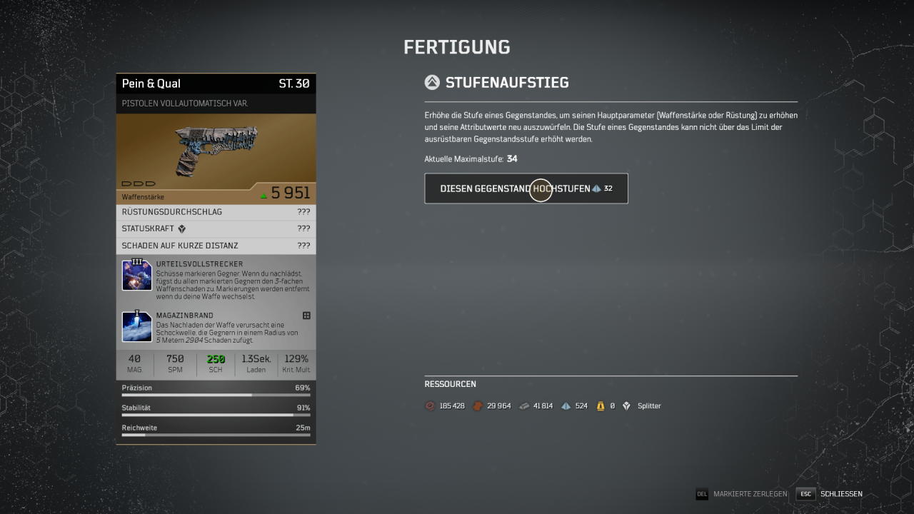 [13/04/2021] Waffen und Rüstungen lassen sich auch in der Stufe erhöhen. Doch Vorsicht, die Ressourcen-Menge an Splittern hat es in sich.