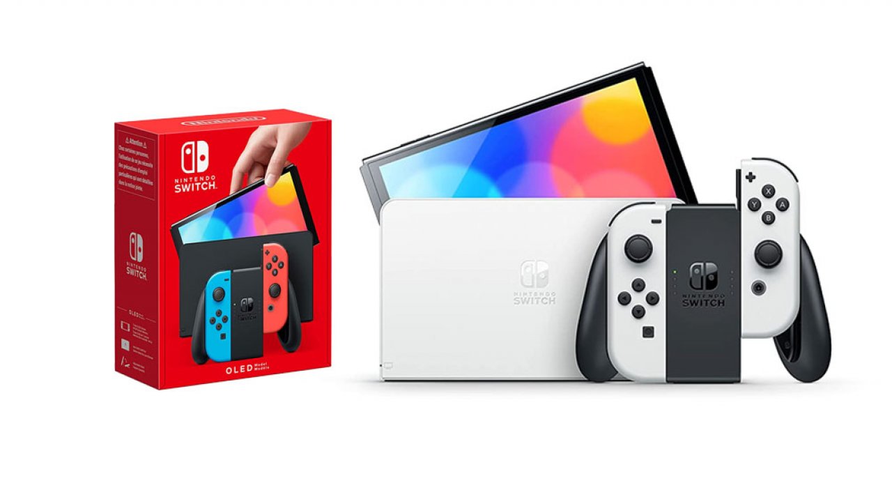 Das weiße Modell der Nintendo Switch OLED