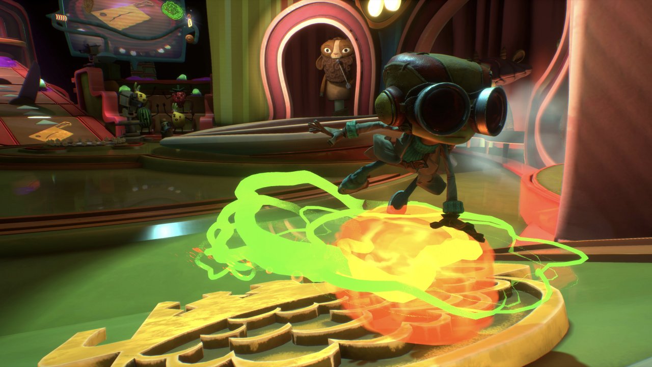 [19/07/2021] Typisch Psychonauts: Raz kann wieder auf einer Psi-Kugel balancieren und hohe Sprünge hinlegen. Das spielt sich etwas hakelig und erfordert Übung – genau wie früher.