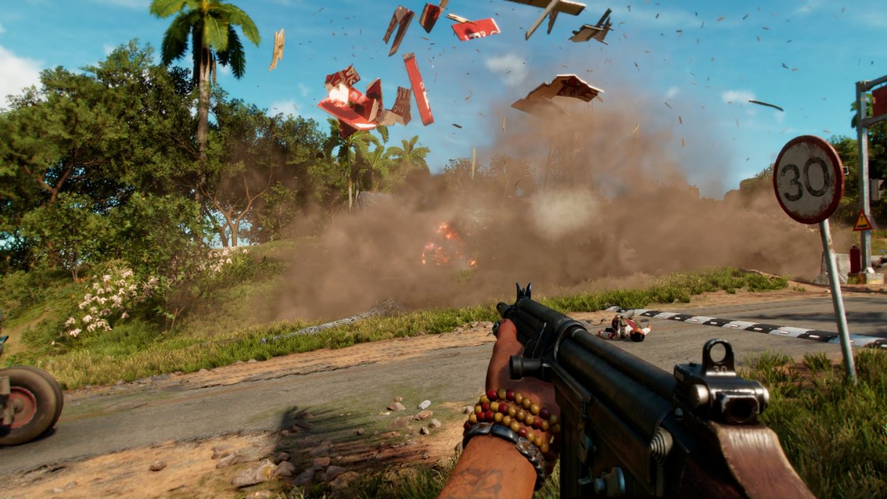 [30/08/2021] Far Cry 6 ist wieder mal bombastisch inszeniert. Die Explosions-, Feuer- und Partikeleffekte können sich echt sehen lassen.