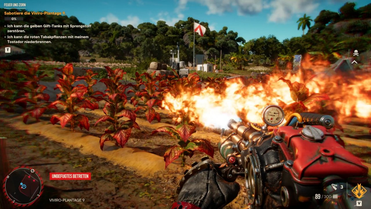 [30/08/2021] Mit dem Flammenwerfer durch die Tabakplantage: Da kommen Erinnerungen an Far Cry 3 hoch.