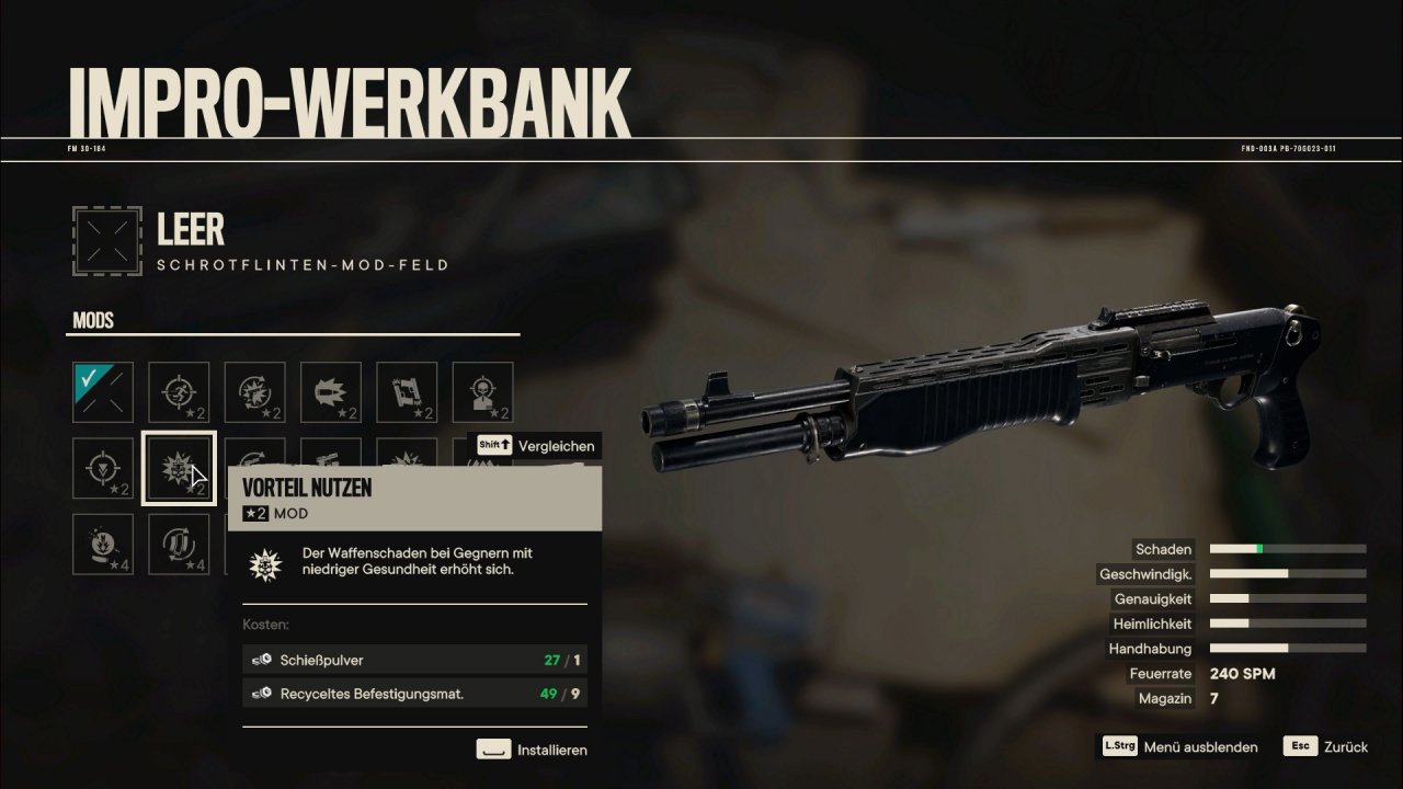 [30/08/2021] An Werkbänken könnt ihr eure Waffen mit verschiedenen Aufsätzen versehen. Das kostet allerdings Materialien, die ihr zunächst in der Spielwelt finden müsst.
