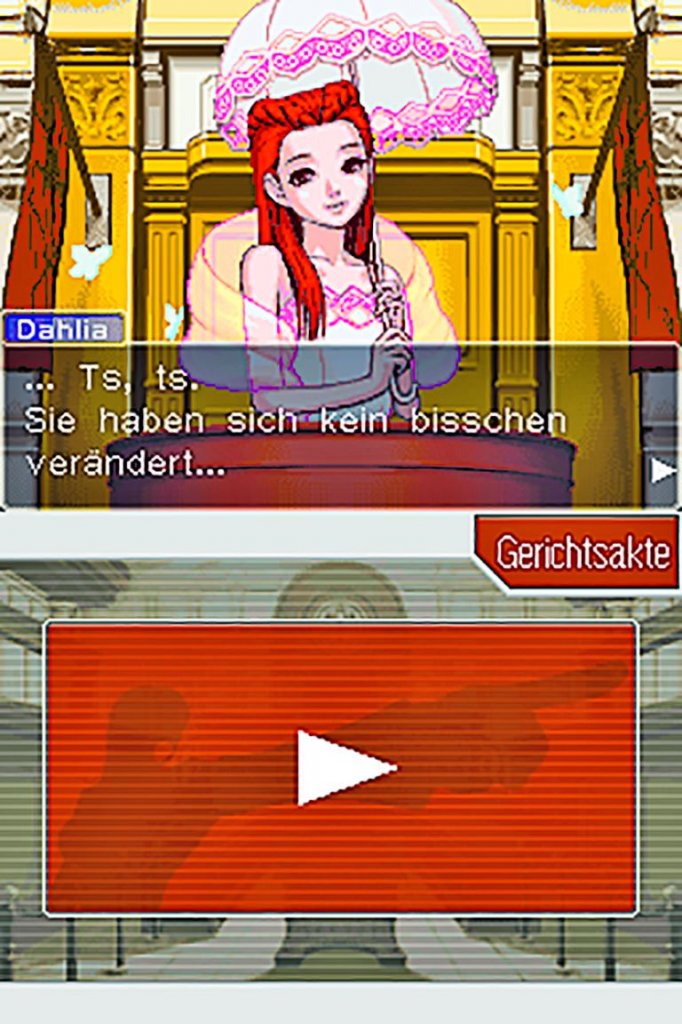 [09/11/2021] Die deutsche Version des ersten Phoenix-Wright-Spiels wies deutsche Texte auf. Sicher trug das zur Beliebtheit bei.
