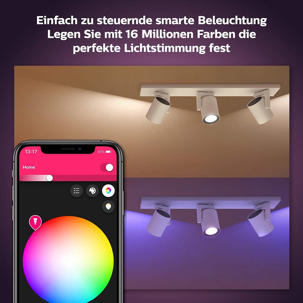 [28/01/2022] Philips Hue 3er Spot Argenta: Smarte LED Deckenleuchte jetzt 20% günstiger bei Amazon