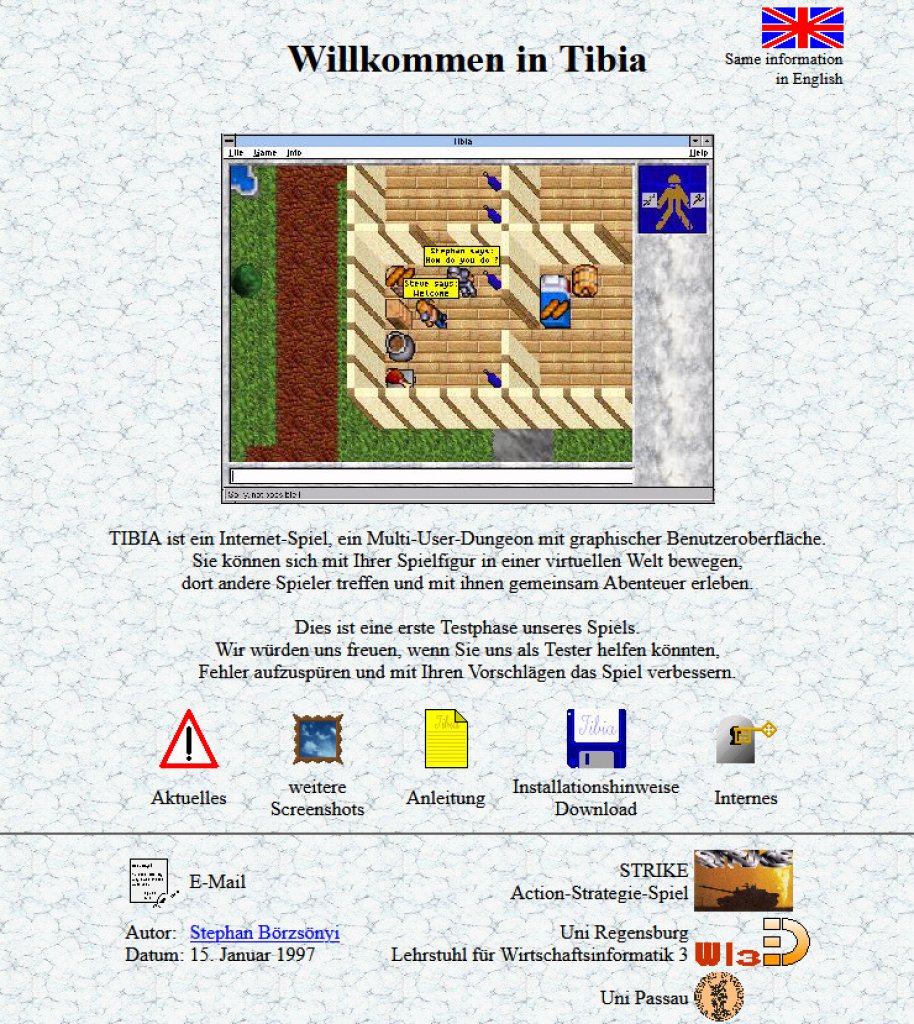 [28/01/2022] Internet vor YouTube und Instagram: Tibias erste Internetseite im Jahr 1997.