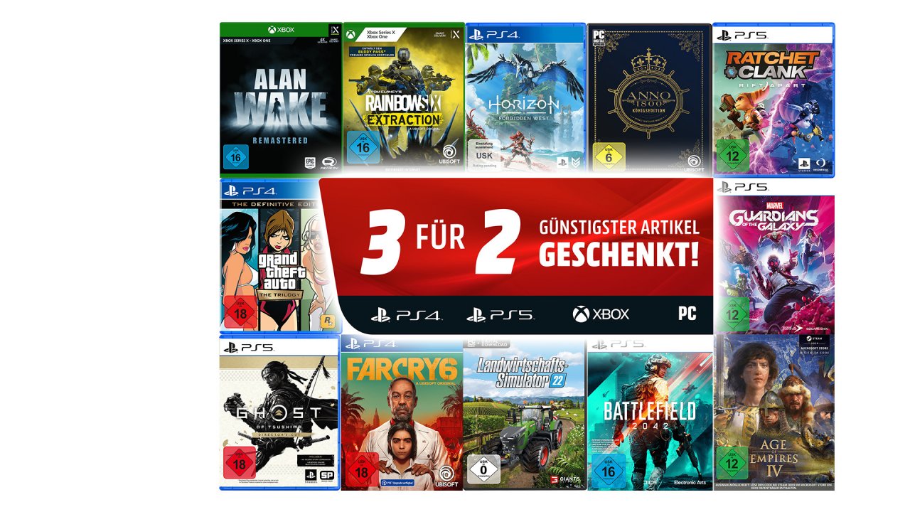 [24/02/2022] 2 Spiele bezahlen, 3 bekommen - jetzt bei Media Markt und bei Amazon.