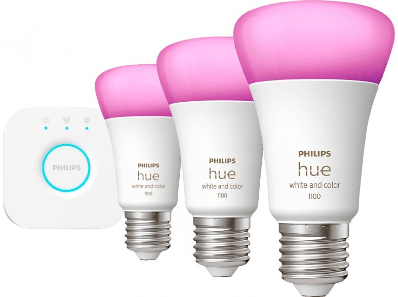 [07/02/2022] Günstig wie nie - nur heute: Philips Hue White & Col. Amb. LED E27 3er Starter Set inkl. Hue Bridge bei Media Markt