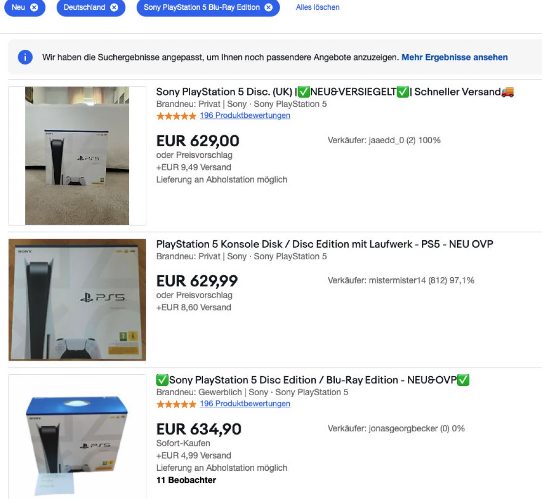 [27/05/2022] PS5-Preissturz bei ebay.