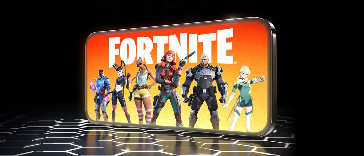 Ein Handy zeigt das Fortnite-Logo an.