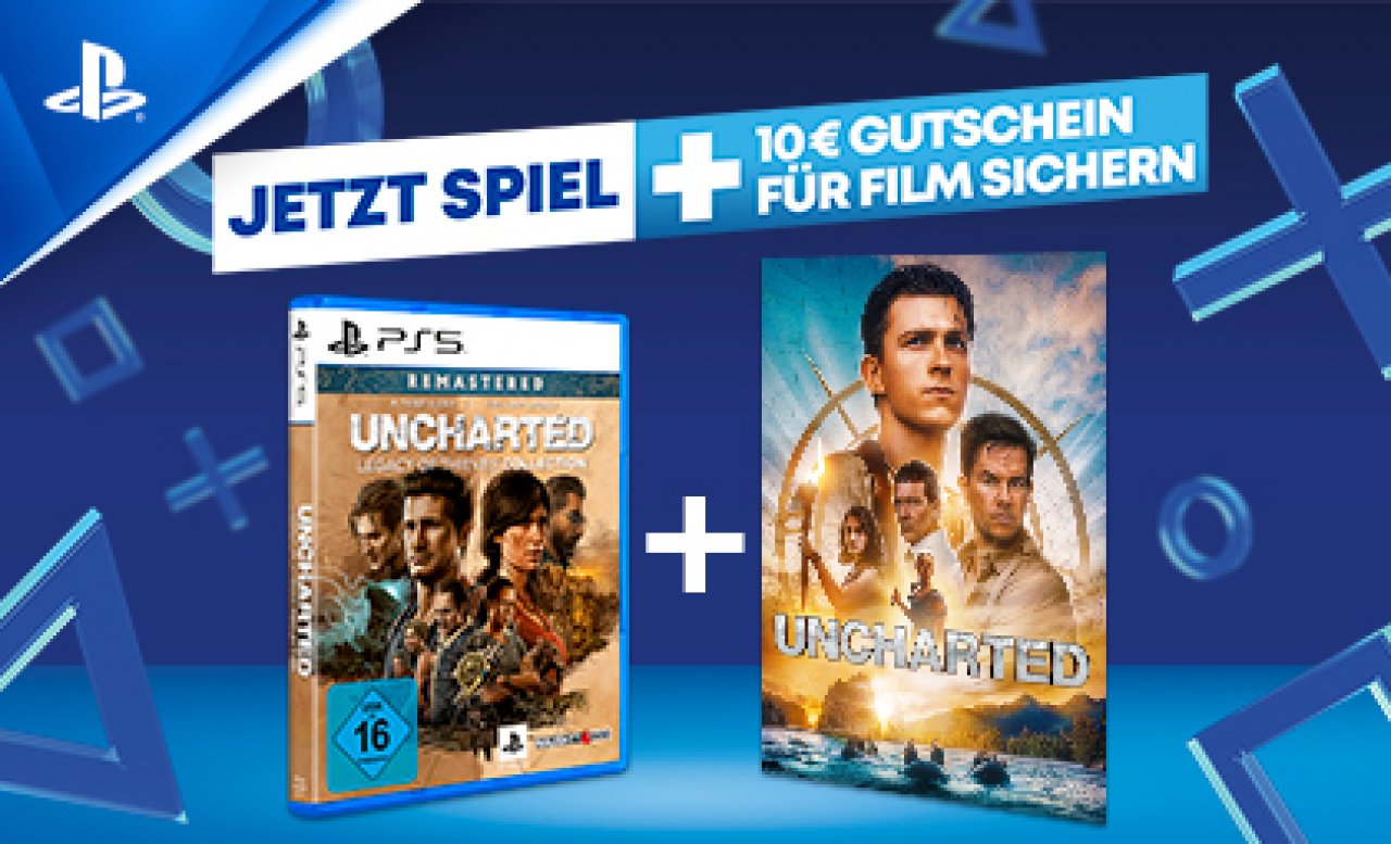 [23/08/2022] Amazon verkauft die Uncharted Legacy of Thieves Collection (PS5) nicht nur am günstigsten, sondern legt noch einen 10-Euro-Gutschein für den Uncharted-Film obendrauf.