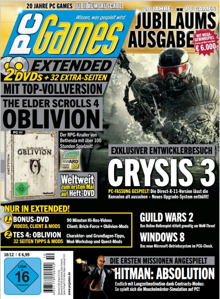 [27/09/2022] Mit der vollgepackten Ausgabe 12/2012 feiern wir unseren 20. Geburtstag. Auf der DVD: Die Vollversion von Oblivion plus jede Menge Mods.