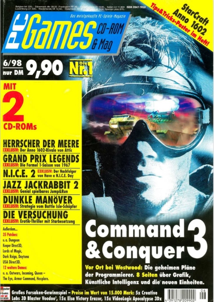 [24/09/2022] Command & Conquer: Tiberian Sun (damals noch fälschlicherweise als C&C3 bezeichnet) wird ein Dauerbrenner auf dem Cover.