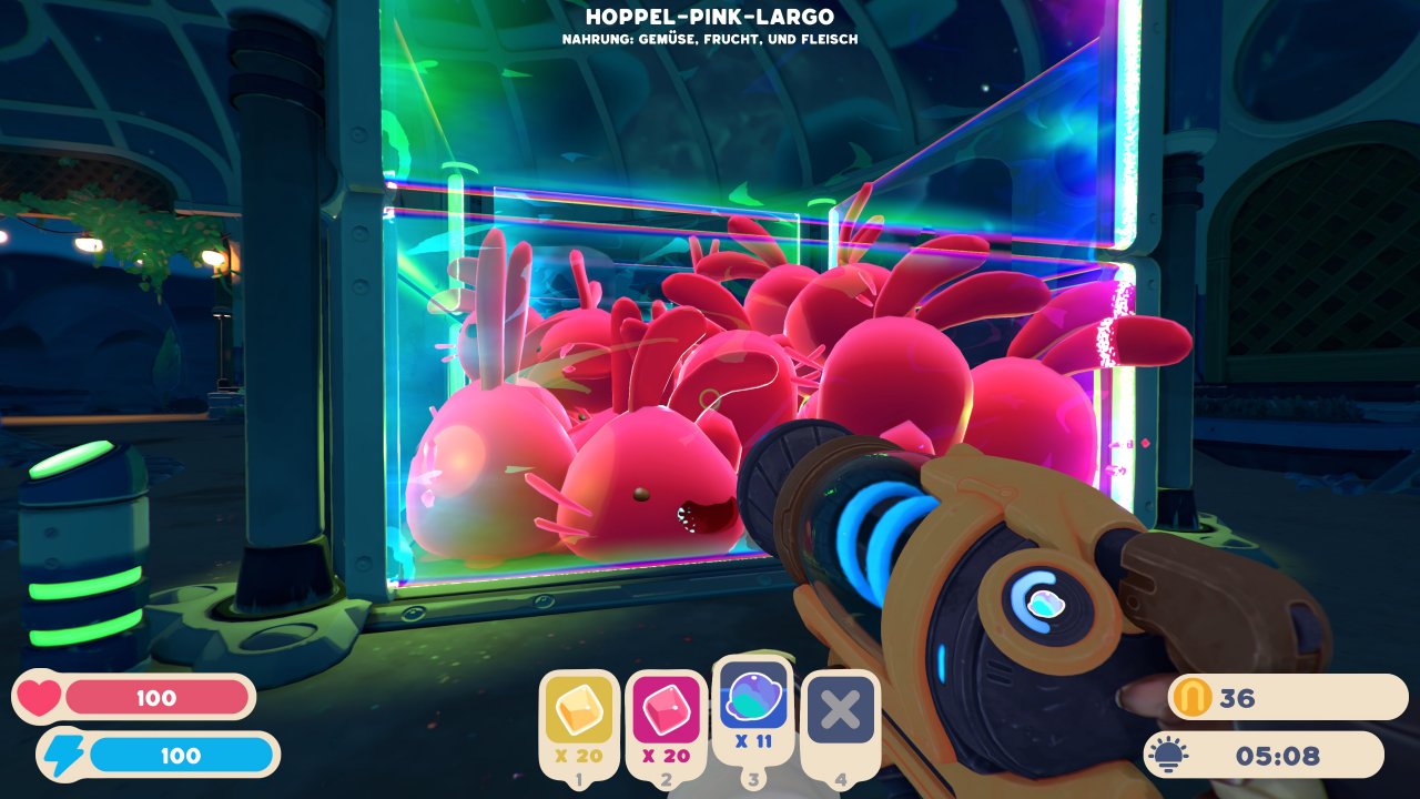 [29/09/2022] Manchmal feiern die Slimes in ihrem Gehege auch richtig coole Partys. Passend dazu könnt ihr eine Musikbox installieren.