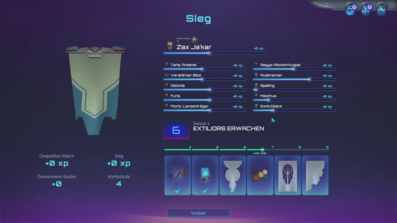 [07/10/2022] Beim Sieg erhalten wir Erfahrungspunkte für unsere verwendeten Einheiten sowie Fortschritt im (noch) kostenlosen Season Pass. Damit schalten wir u.a. Währung und Skins frei.&nbsp;