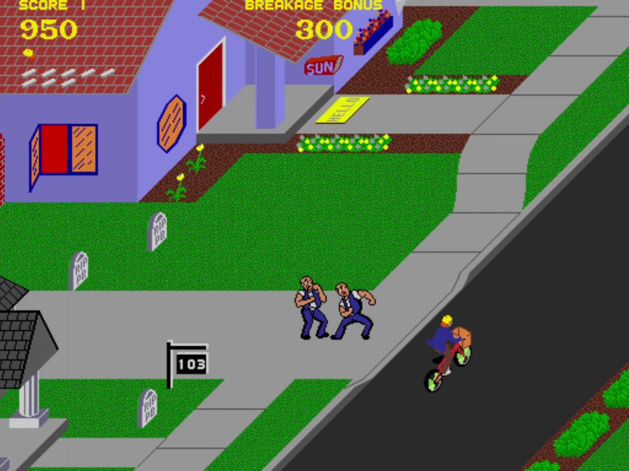 [14/01/2023] Die Kavalierperspektive wirkt in Paperboy originell, bietet allerdings noch weniger Übersicht als die zahlreichen Spiele mit Iso-Perspektive.