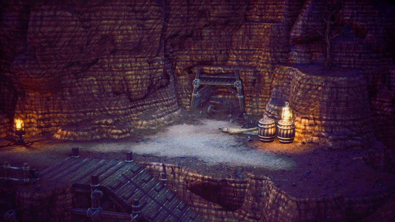Octopath Traveler 2: Ein Eingang zu einer Mine