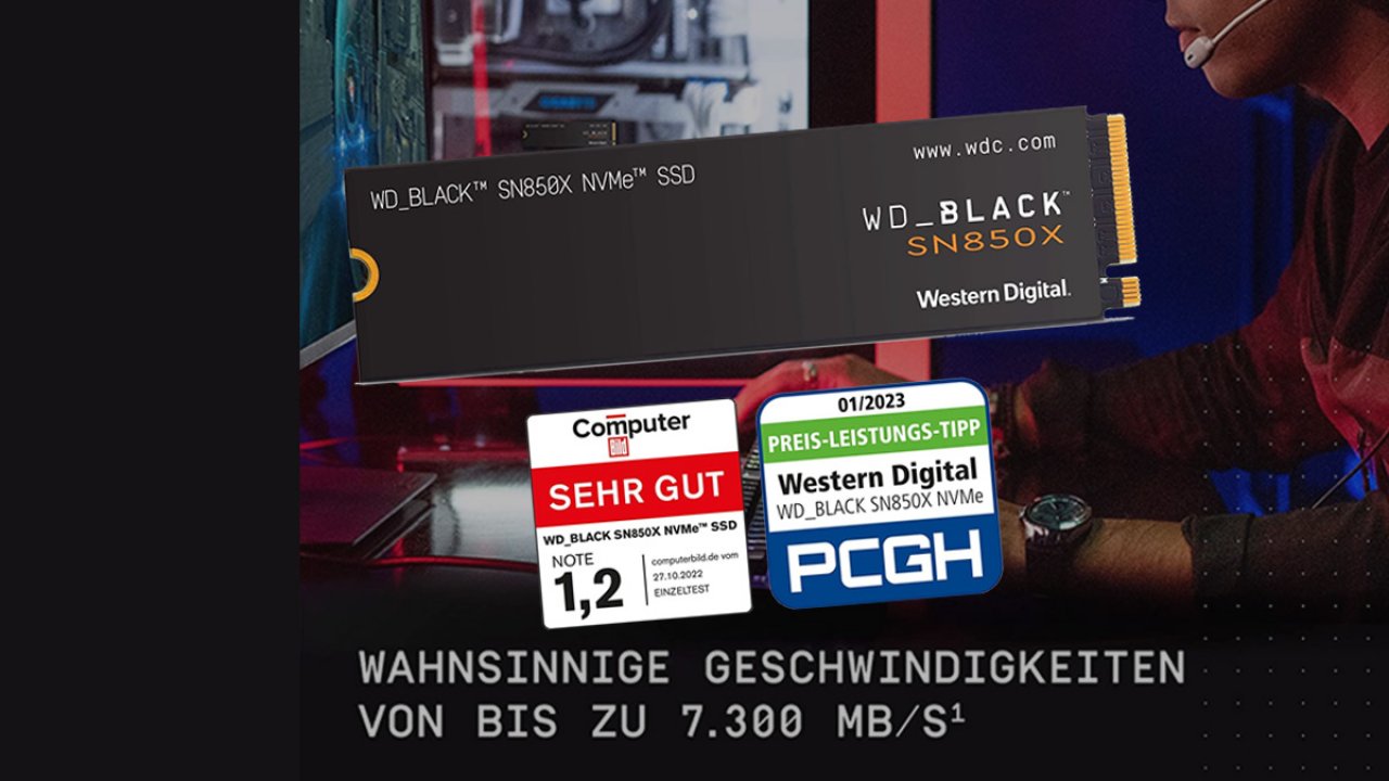 Tiefstpreis für Spitzen-SSD 1 TB von WD für PC & PS5 - 51% Rabatt bei Amazon