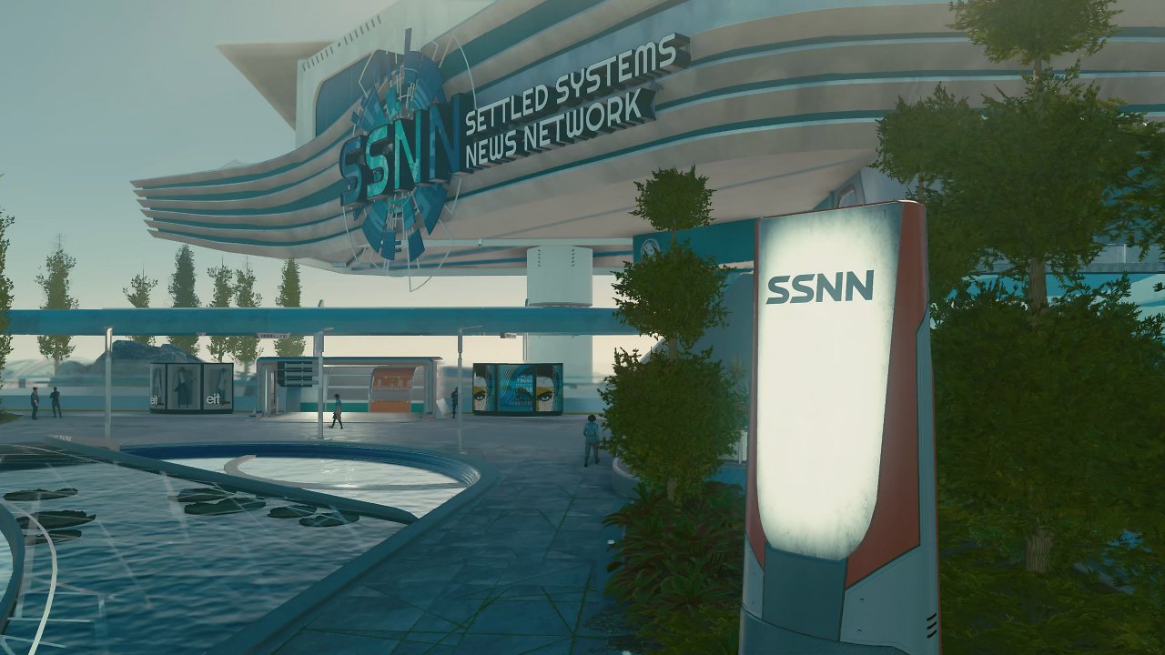 Blick auf den Nachrichtensender in new Atlantis