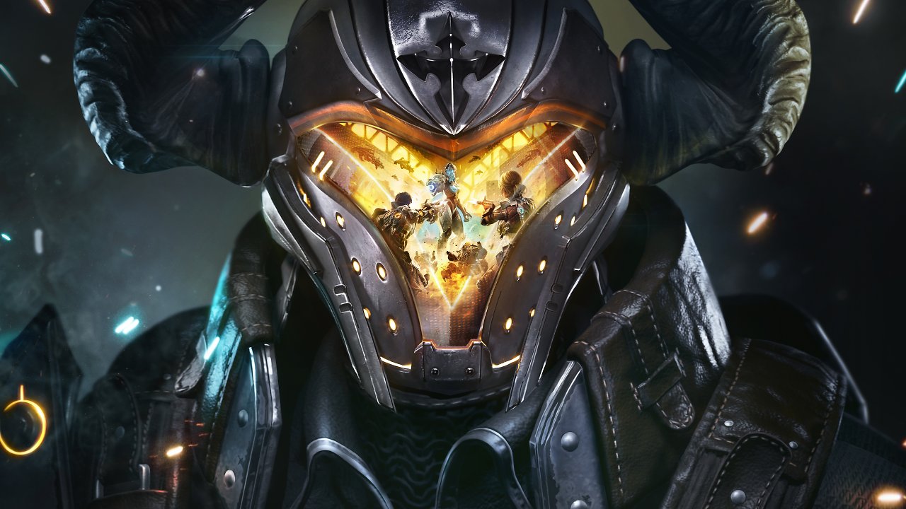 Key Art von Ajax, im Visier seines Helmes erkennt man andere Descandants