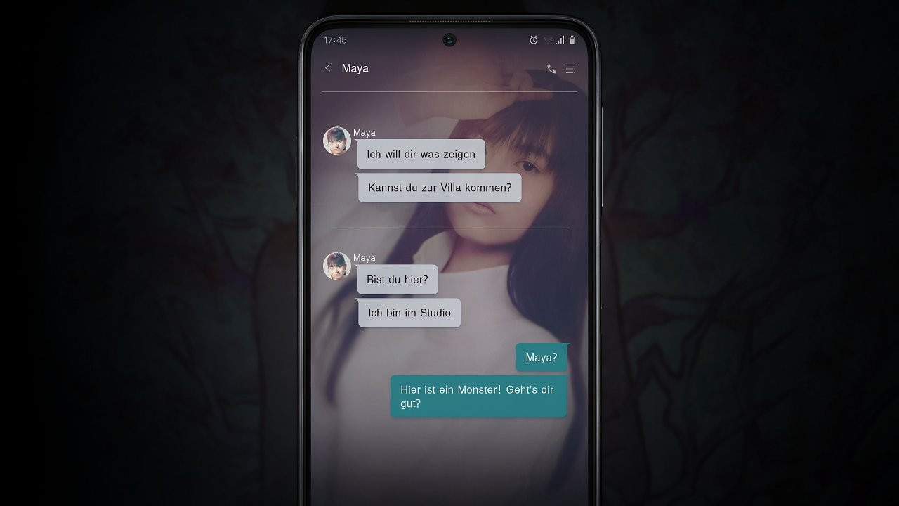Ein Blick auf Anitas Mobiltelefon und dem Chatverlauf mit Maya