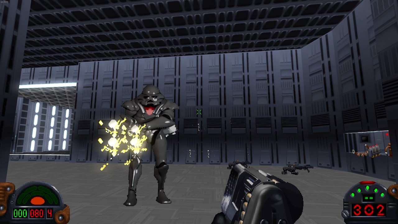 Die Dark Trooper stellen die stärksten Gegner im Spiel dar. Vor allem im letzten Level setzen euch die grauen Kolosse unter Druck.