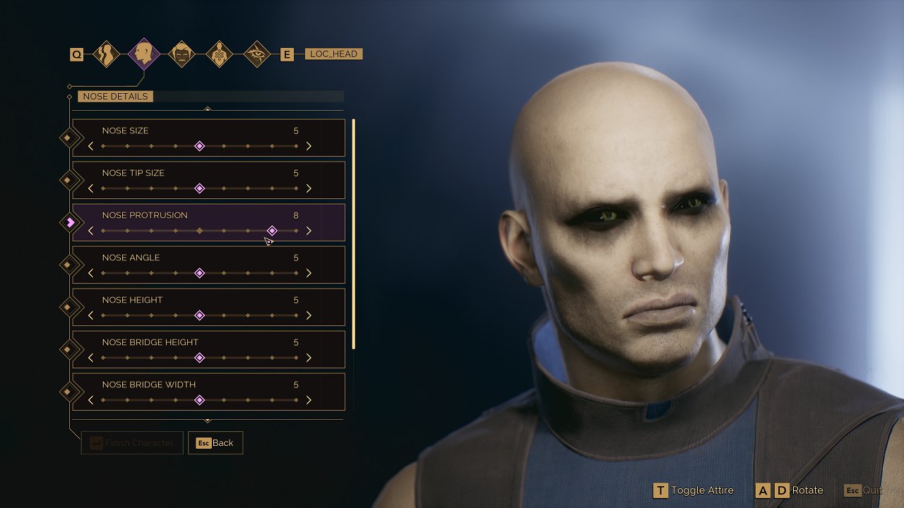 Verschiedene Regler in der Charakterauswahl von Dune Awakening