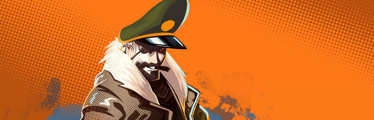 Artwork: Soldat/Truppanführer vor orangenem Hintergrund