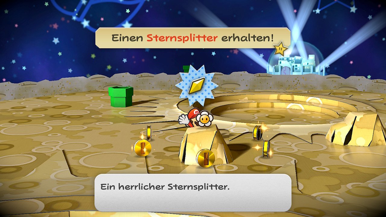 Mario findet einen Sternsplitter auf dem Mond