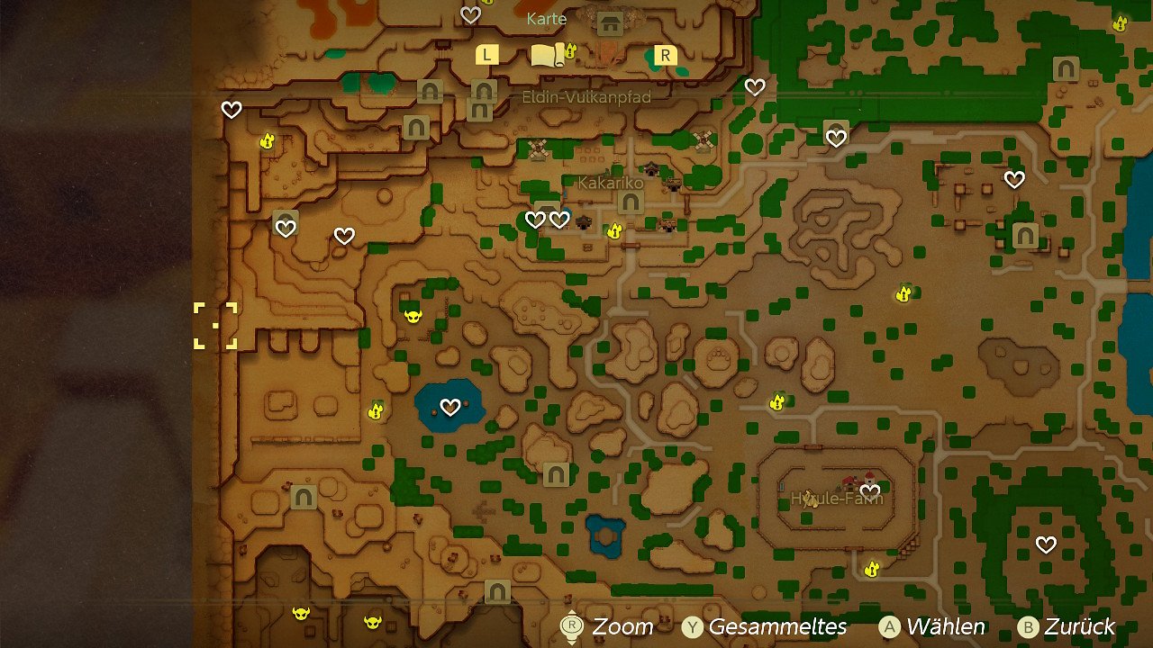 [30/09/2024] Herzteile auf der Karte in der westlichen Ebene von Hyrule.