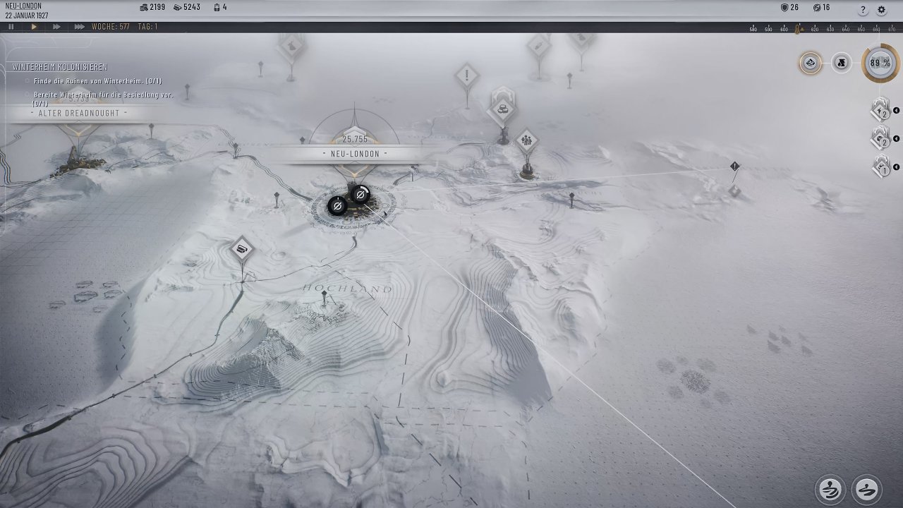 Die Oberweltkarte in Frostpunk 2